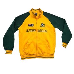 Adult Full Zip Up Baseball Jacket Mens Size Large Australian Green Gold